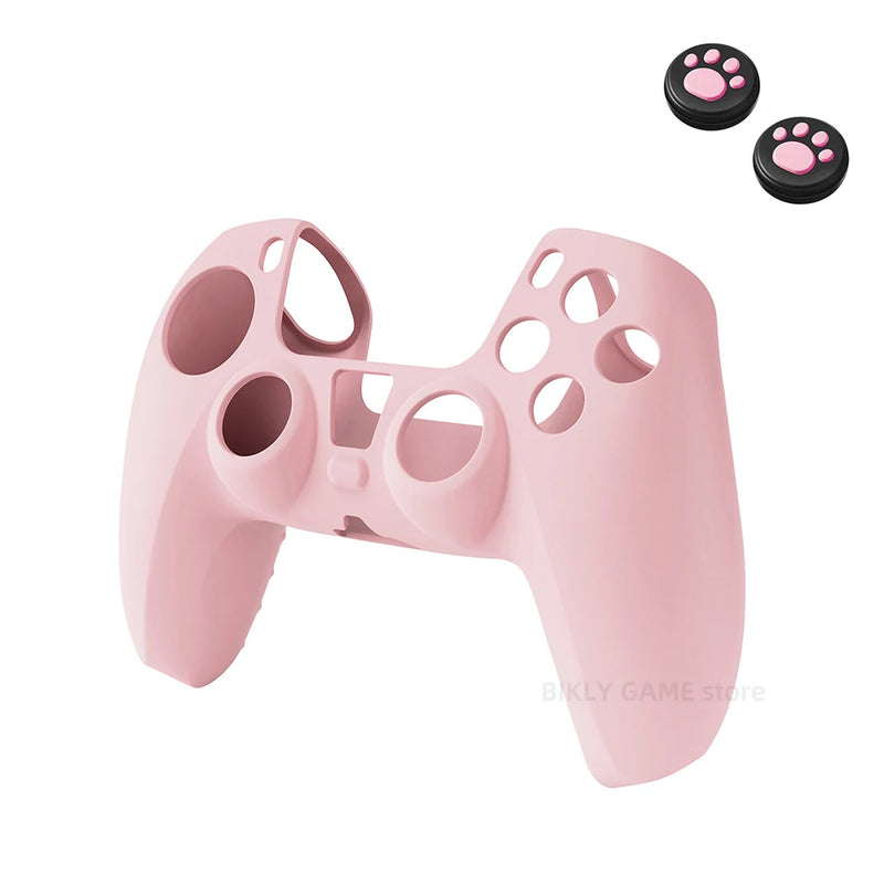 Capa protetora de silicone para Playstation 5 PS5 Controlador Antiderrapante Capa de borracha com 2 acessórios para o polegar Conjunto